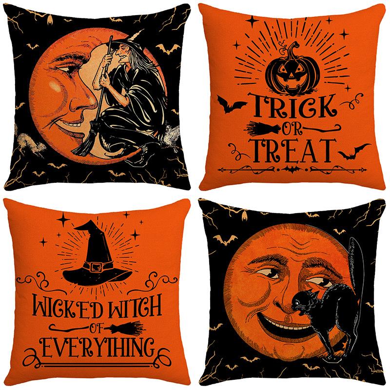 New Halloween Series Pillows Ghost Witch Linen Material Halloween Sofa Bedroom Decoration