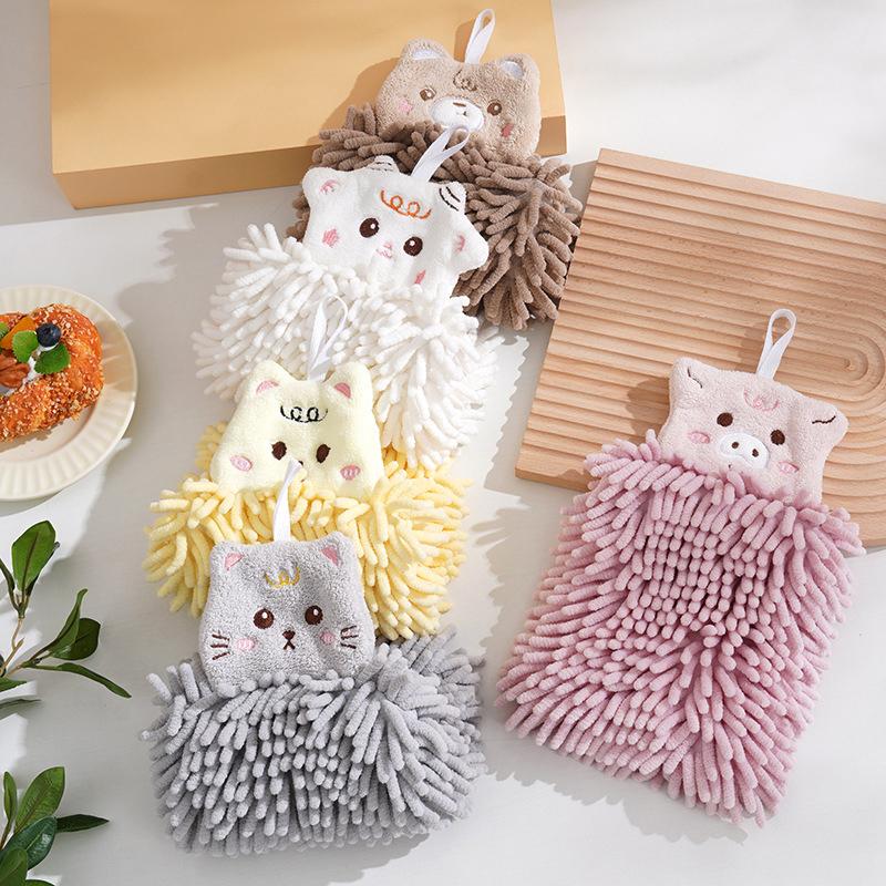 Wall-Mounted Wipe Hand Towel Super Absorbent Fast Drying Chenille Cleaning Cloth Kitchen Bathroom Supplies