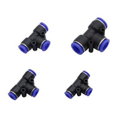 Connecteur en T Pneumatique 3 Voies Raccords Rapides 6mm 8mm 10mm 12mm Diamètre Extérieur Tuyau Tube Pousser Dans Adaptateurs Raccord Air Gaz 2 Pcs