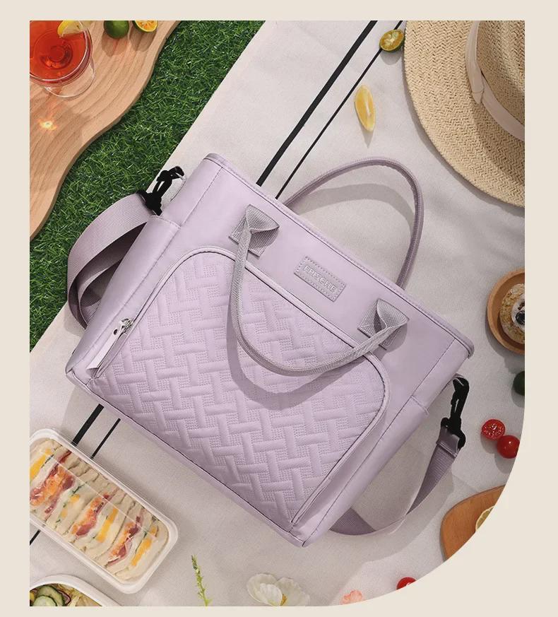Beilian Large Capacity Insulated Lunch Bag - Portable One-Shoulder Office Picnic Cooler