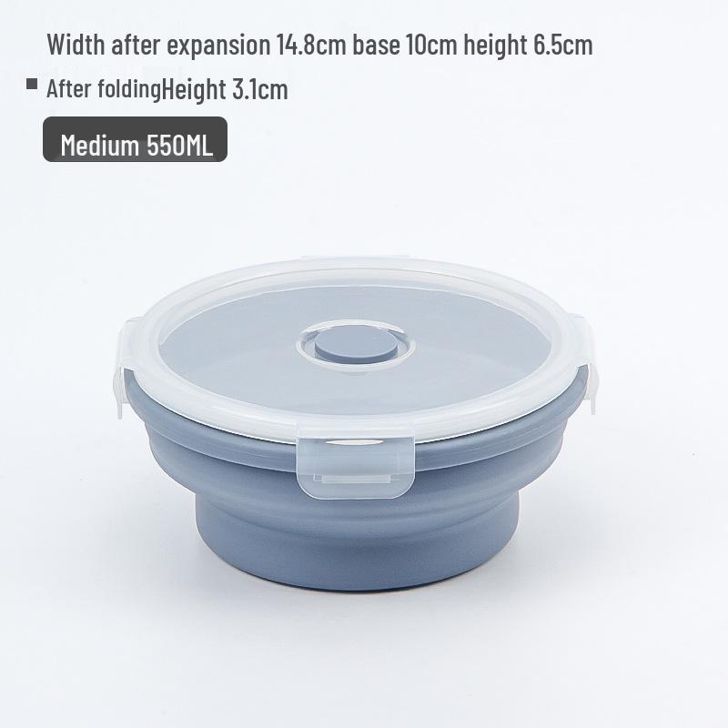 

Силиконовый складной ланч-бокс - Круглый контейнер для хранения еды для пикника на открытом воздухе или путешествий. ODM/OEM Customization Supported