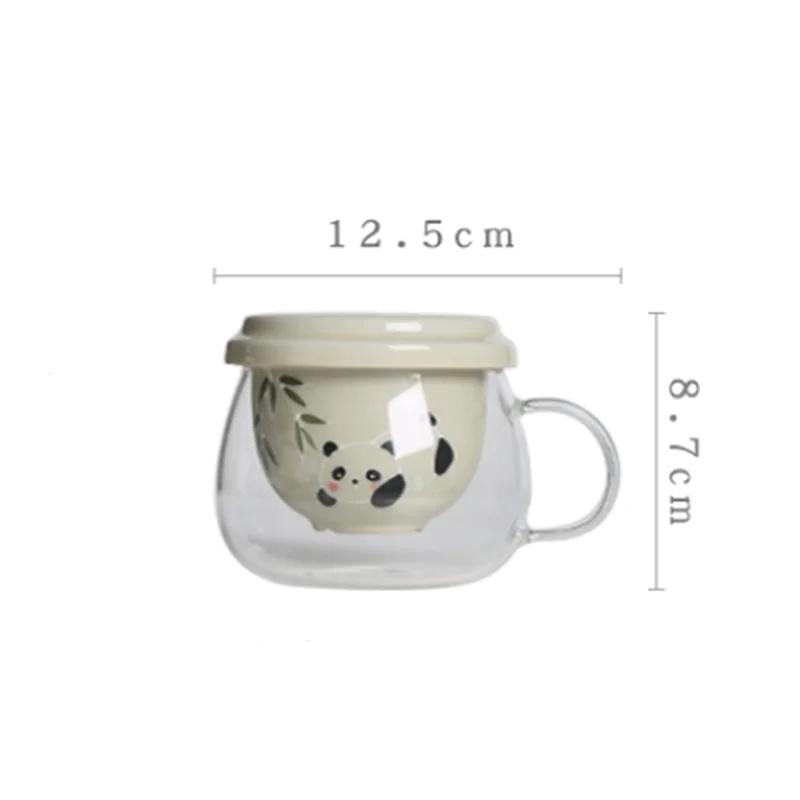 330ml Chinesische Handbemalte Panda Keramik Teetasse Becher Tee-Wasser-Trennung Glas Teetasse mit Sieb Handgemachtes Haushalts-Teegeschirr
