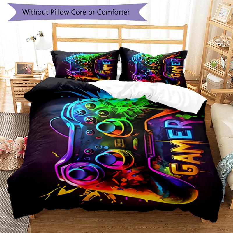 3pcs Game Controller Bedding Set Duvet Cover Closure Includes 1 Duvet Cover & 2 Pillowcases, Soft and Comfortable for All Seasons.