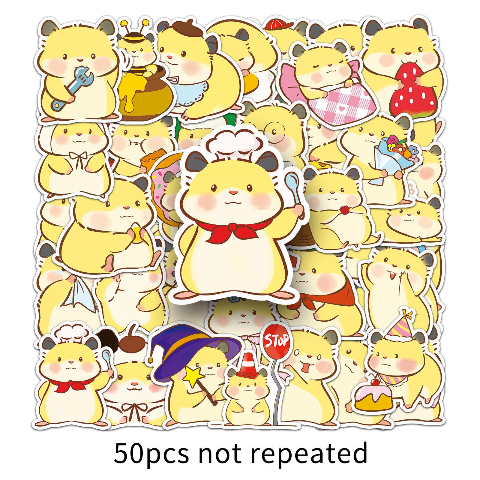 50 Hand-Drawn Kawaii Golden Hamster Stickers for Journals and Scrapbooks