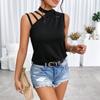 Summer Women's T-Shirt Comfortable Casual Round Neck Solid Colour Sleeveless Top