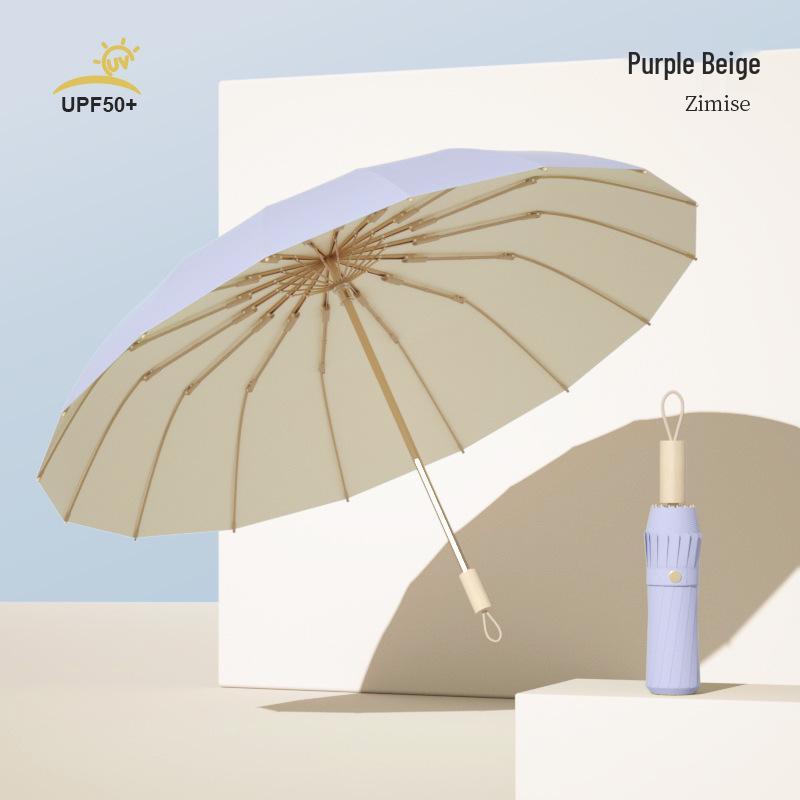 Personalized Solid Color Dual-Use Sun & Rain Vinyl Umbrella - Portable, Durable Sunshade for Students