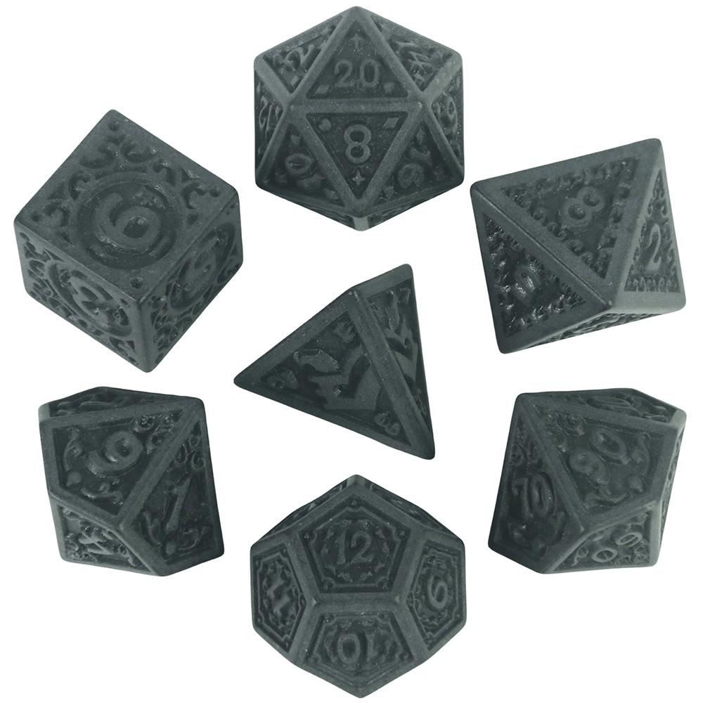 7pcs Polyhedral Dice Set with Tube Textures Pattern Dice Roll Playing Game for Entertainment/Party Game/Education/Gift