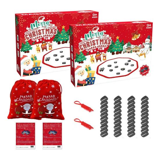 1/2 Set Noel Manyetik Satranç Oyunu İpli Mantık Düşünme Eğitimi Eğitici Mıknatıs Taş Oyuncak 2-4 Oyuncu İnteraktif Bulmaca Strateji Oyunu