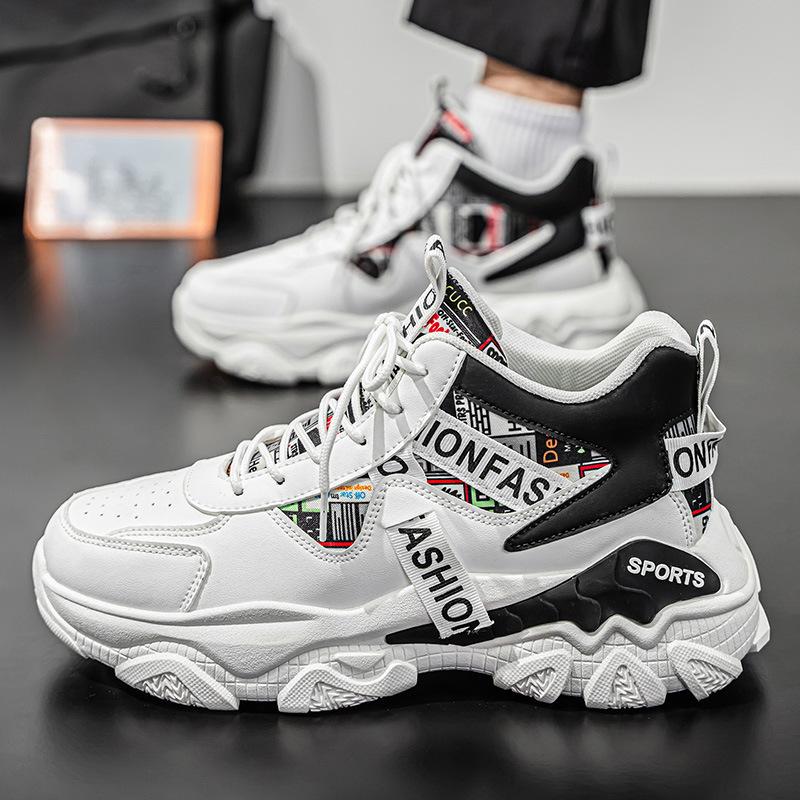 2025 Autumn Men's Shoes New High-top Shoes Men's Sports Shoes Trend Versatile Thick-soled Heightening Casual Dad Shoes