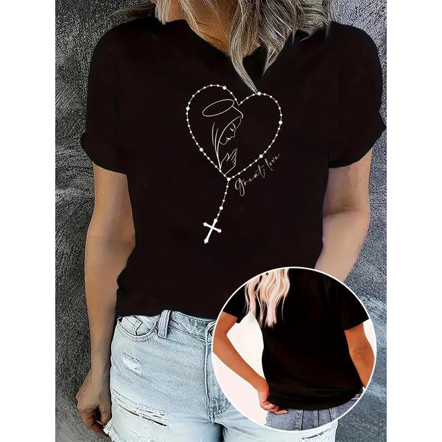 Black T-shirt With Rosario De Rel Heart Print M