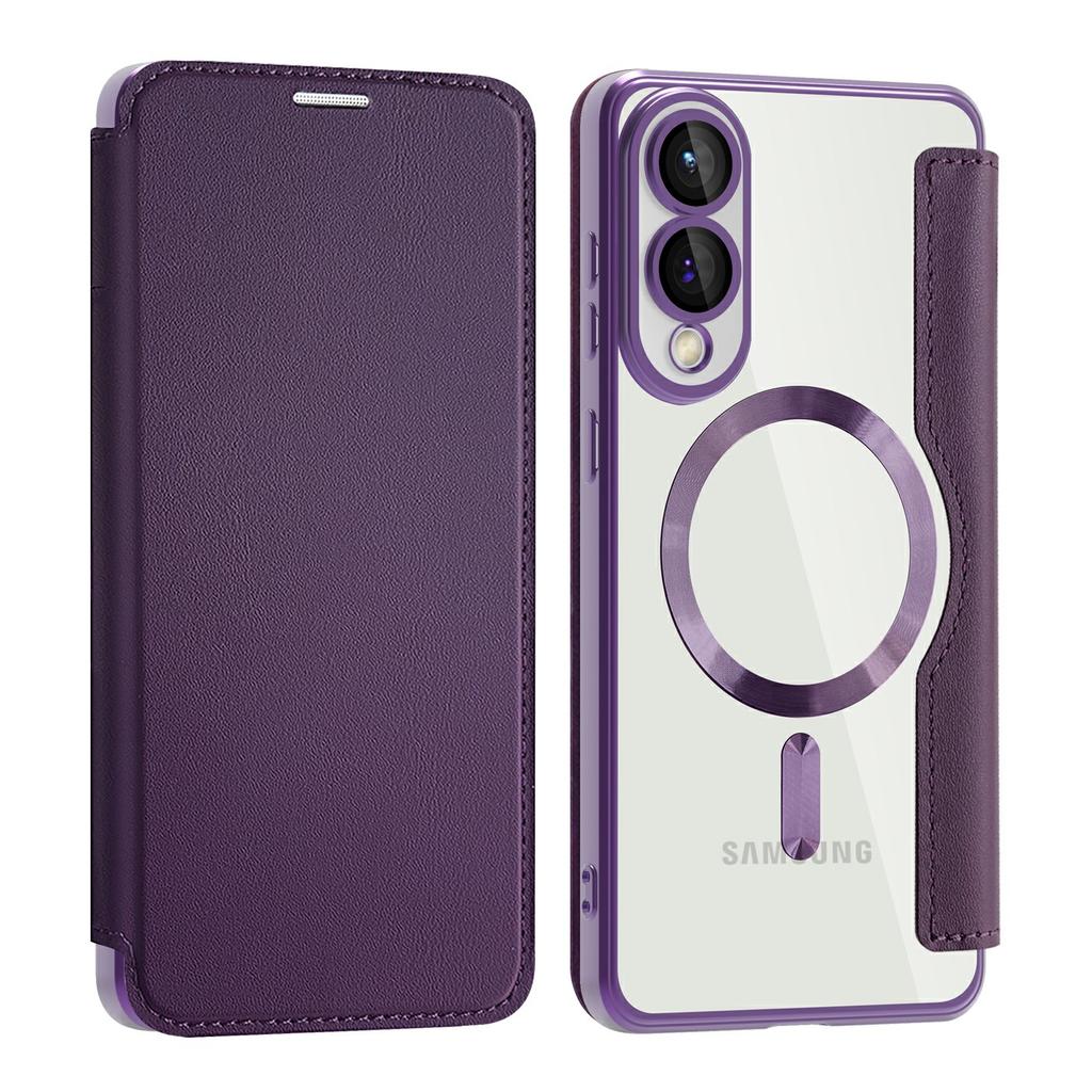 For Samsung Galaxy S25 Edge Case Compatible with MagSafe RFID Blocking Card Holder Leather Phone Cover