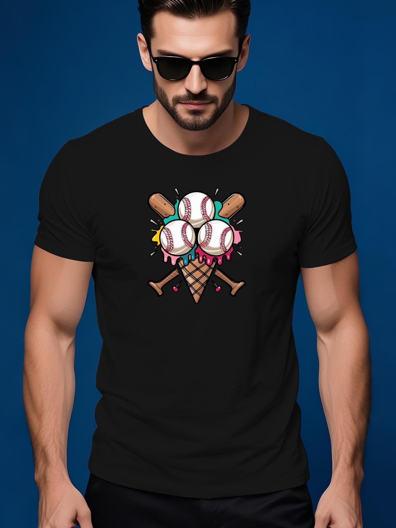 Summer Tshirt with Baseball Graphic - Cotton XXXXL