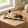 Solid Wood Trinket Dish Bat-Shaped Wooden Serving Tray, Halloween Theme Snack Dessert Platter, Gothic Jewelry Storage Decorative Plate for And