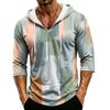 Men's Loose Fit Casual Hoodie Camouflage Pattern Three Quarter Sleeve Pullover Lightweight Breathable Hooded Shirt for Outdoor Activities