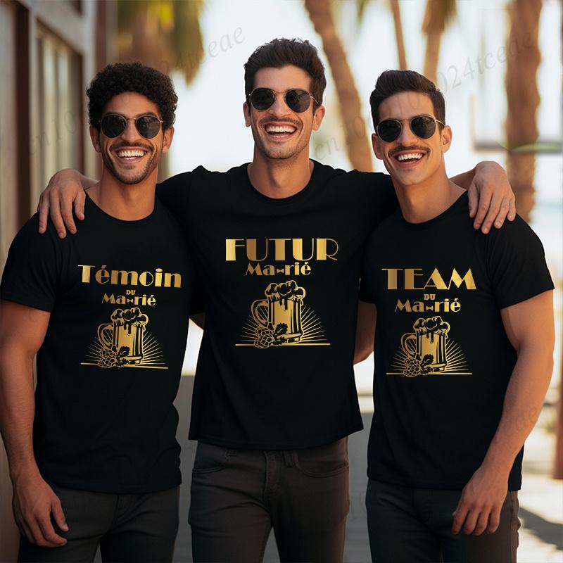 Groom Squad T-shirt Wedding Tees French Boyfriend Bachelor Party Tshirt Evg Team Future Groom Best Man Groomsman Y2k Tops