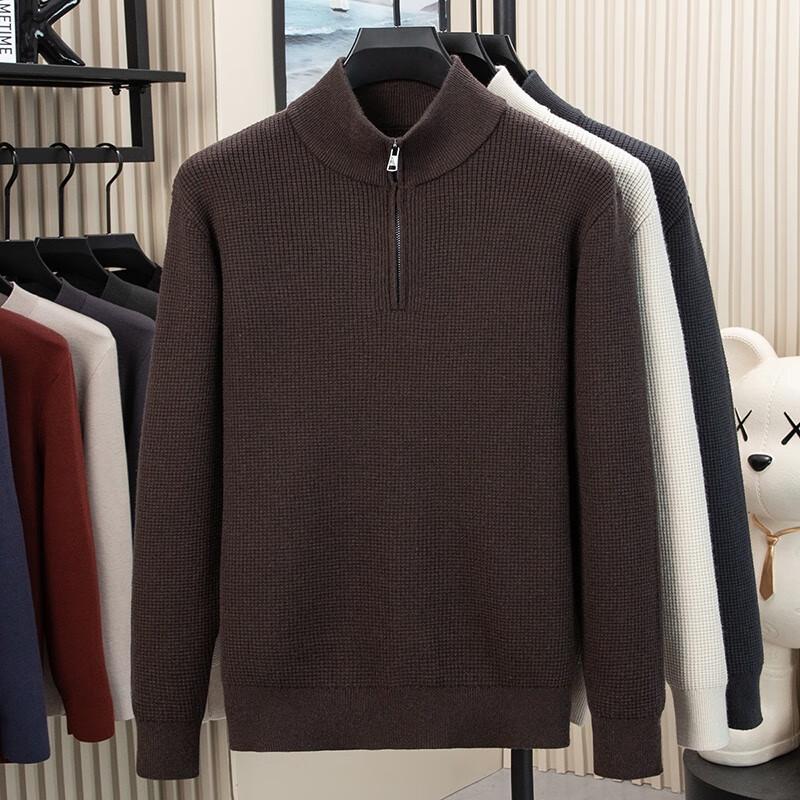 Men's Half-Zip High-Neck Knit Pullover Sweater FXT6809