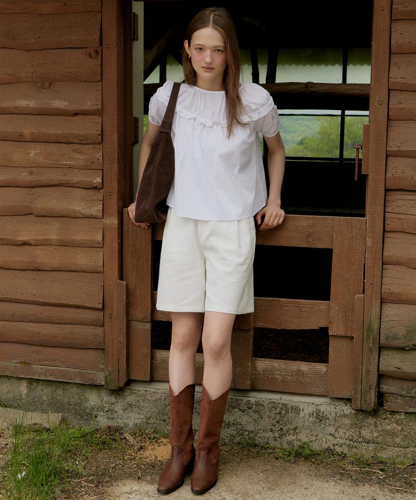 ITOV SEOUL York Shirred Blouse White