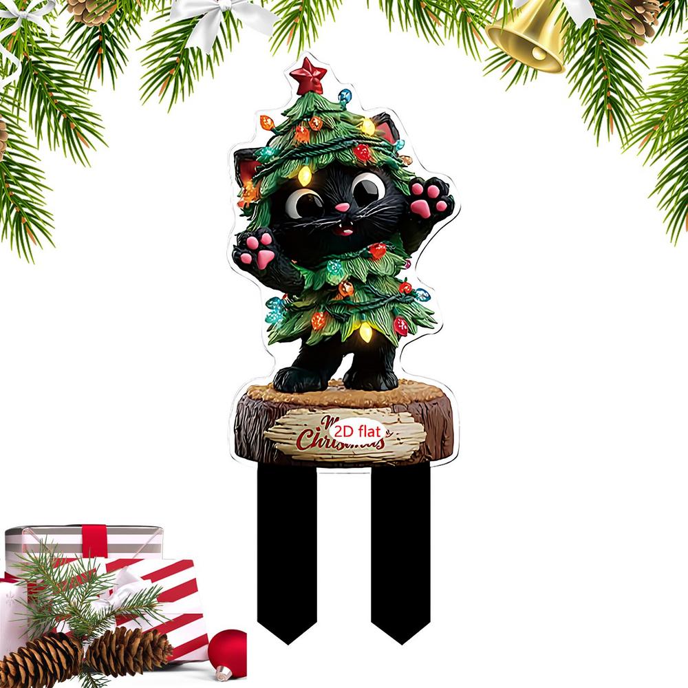 Christmas Decorations Outdoor Stakes Decorative Garden Stakes For Christmas Decor 2D Flat Acrylic Party Supplies For Planter