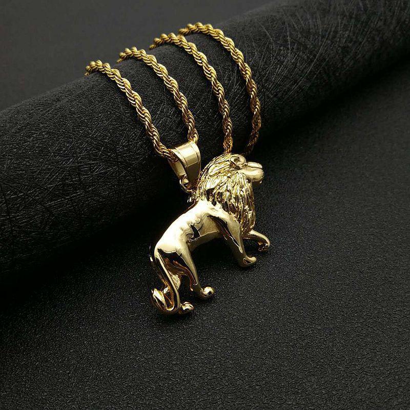 Europeisk og amerikansk smykke Titanstål Afrikansk Mannsløvehode Anheng Halskjede