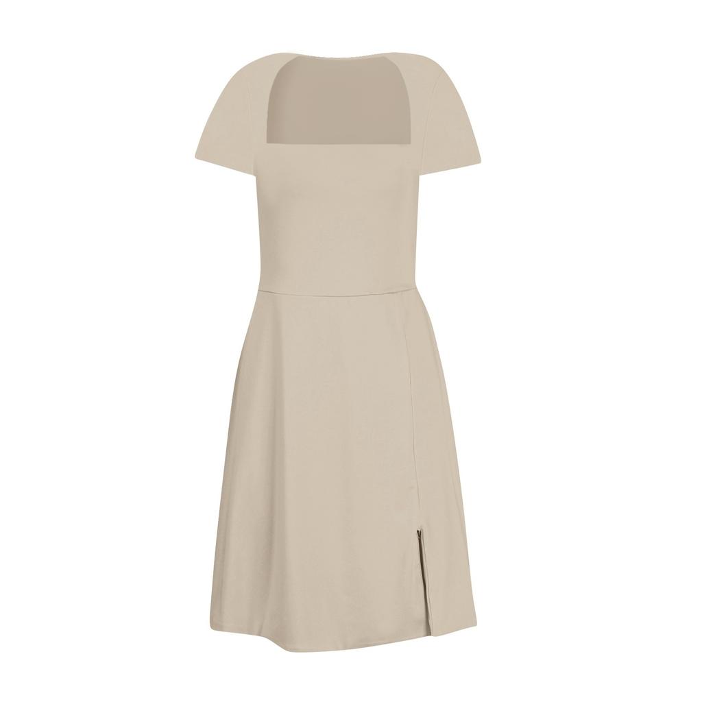 Damen V-Ausschnitt Miederkleid Kurzarm Tank Top Stretch Kleider