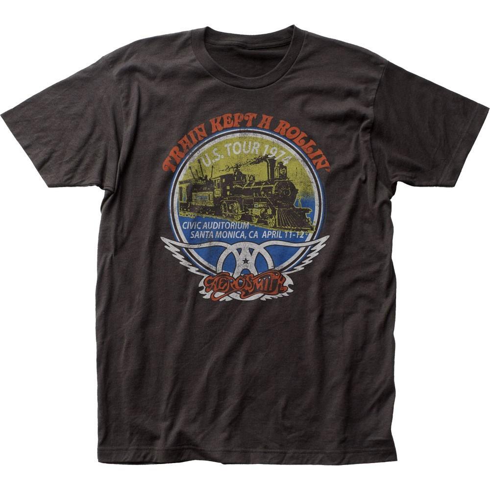 Aerosmith Train Kept A Rollin Mens T Shirt Music Classic Rock Band Tee New Black Unisex T-Shirt Graphic Tee XXL
