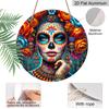 2D Flat 1pc, 8x8 in, Round Aluminum Metal Sign - Skull Design, Themed for Day of The Dead - for Outdoor & Indoor Decoration - Suitable for Spring and