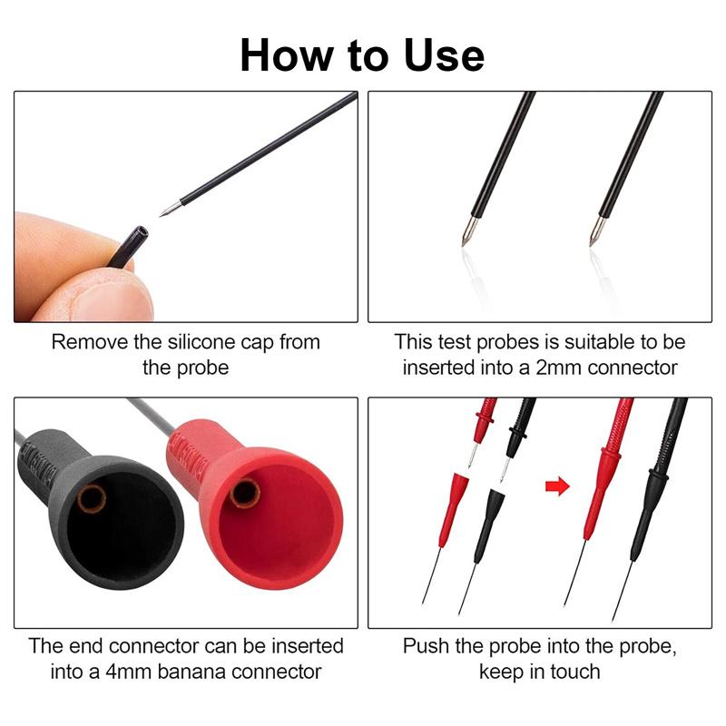 4Pcs Insulation Piercing Needle Pin Non Destructive Multimeter Test Probe 10A 600V For 2mm Test Lead Multimeter Test Probe