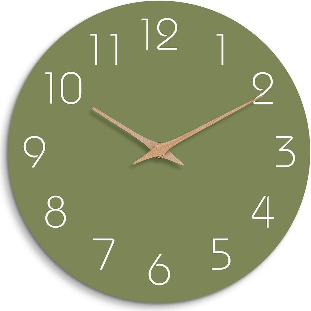Simple wooden silent wall clock for home, living room, bedroom, and home decoration