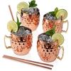 Conjunto de 4 Canecas Moscow Mule de Cobre - Canecas Moscow Mule de 532ml (18oz) - Revestimento em Aço Inoxidável e Banho de Cobre Puro - Diamond