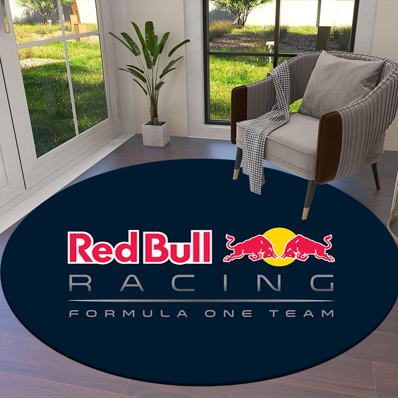 1pz Tappeto Rotondo Logo Team Formula Uno Red Bull Racing, Realizzato in Poliestere, Perfetto per Decorare Sedie da Ufficio, Soggiorni fplt093