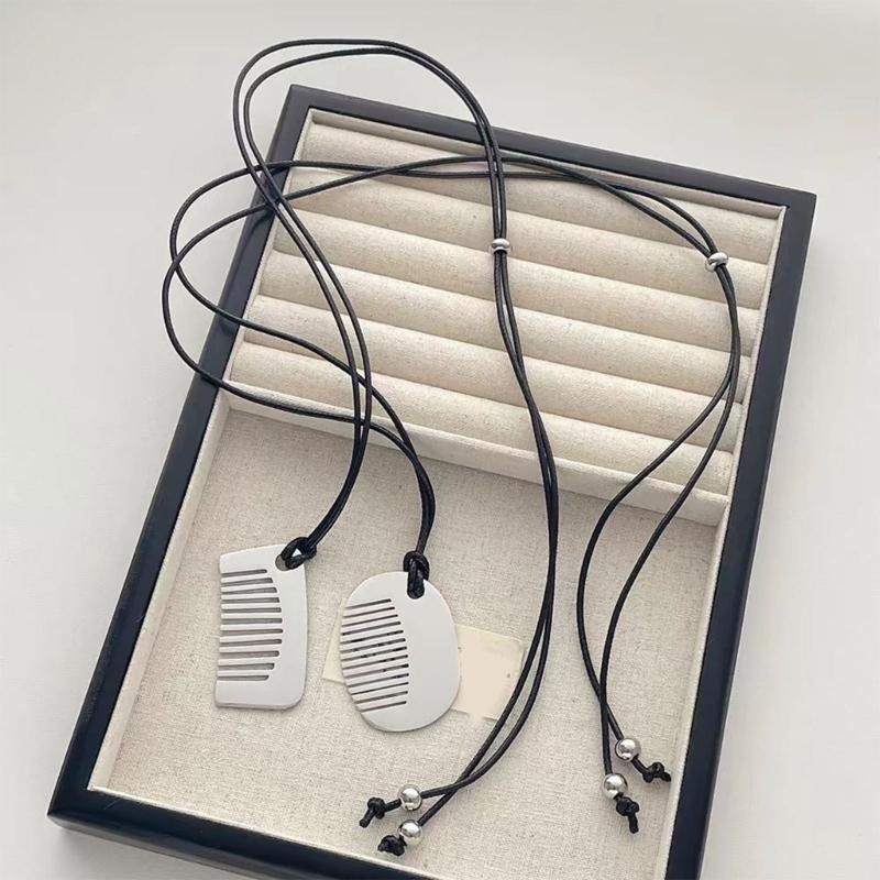 Lightweight Hypoallergenically Comb Necklace With Polished Metal Finish Fashion Accessories For Casual Or Formal Outfits