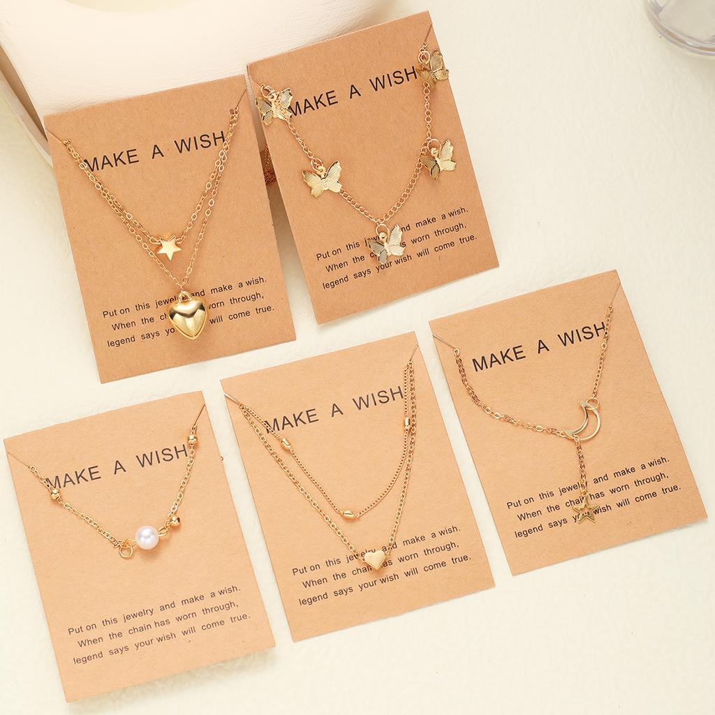 Gold Color Women Necklace Sets Fashion Heart Butterfly Pearl Moon Star Pendant Necklace 2026 Vintage Jewelry Gifts