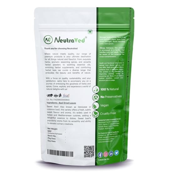 NeutraVed Basil Dried Leaves, 70 Grams