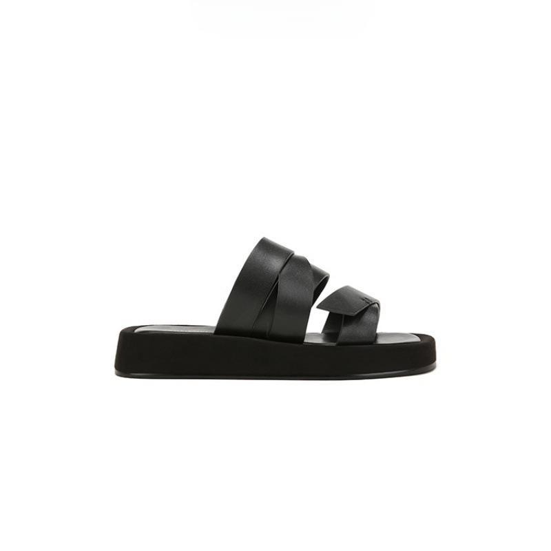 Wrap Around the Belt~ Square Head Thick Bottom Beach Vacation Casual Slippers Women's Sandals Outside Wear Summer