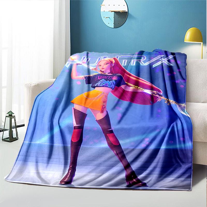 KPop Demon Hunters Pattern Blanket for Home Decoration, Bed, Sofa, Car Travel, Camping, Suitable for All Seasons, Birthday Christmas Gift