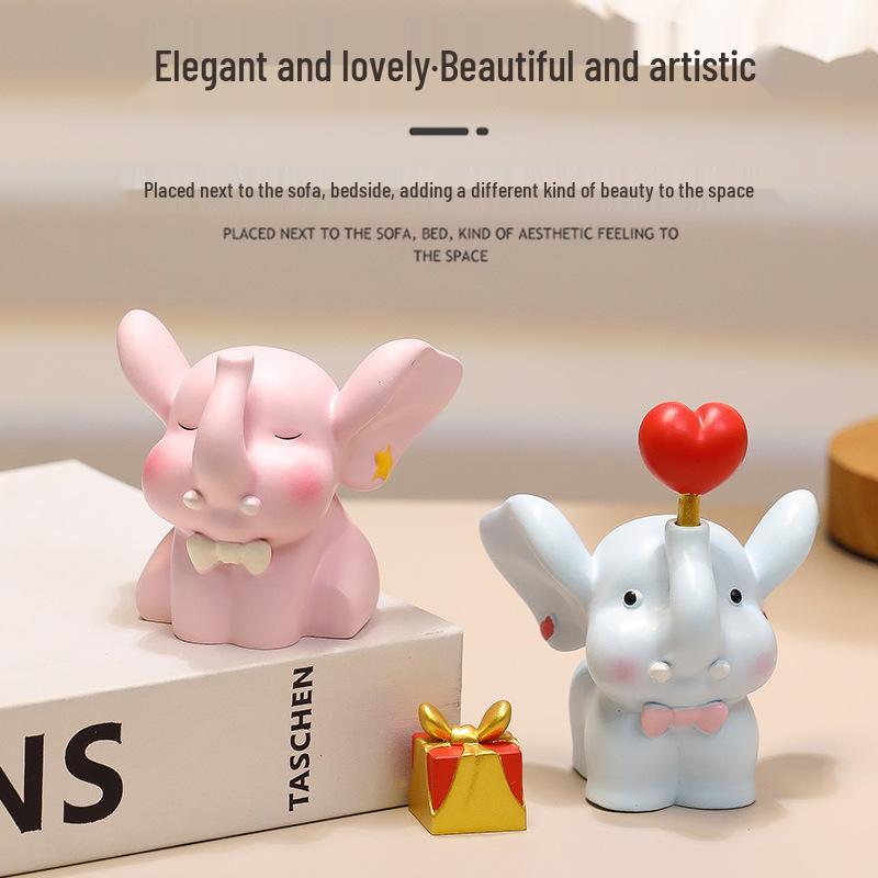 

Heart to Heart Elephant Figurine - Desk Decor & Housewarming Gift