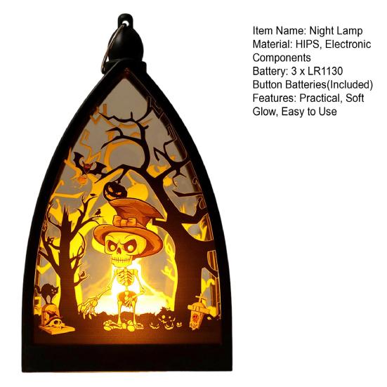 LED Night Lamp Bedside Light Battery Powered Electronic Candle Light Halloween Party Decoration Photography Prop