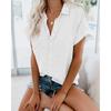 Women S Short Sleeve Button Up Solid Color Casual Shirt