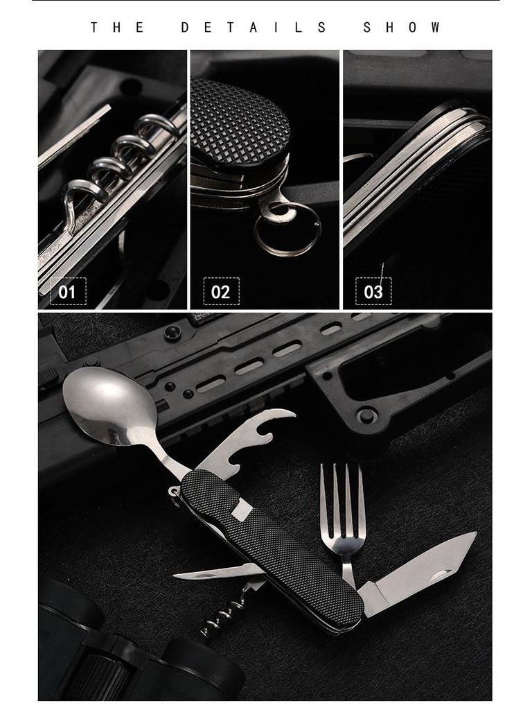 Multifunctional Foldable Detachable Tableware: Compact Travel & Outdoor Aluminum Handle Fruit Knife