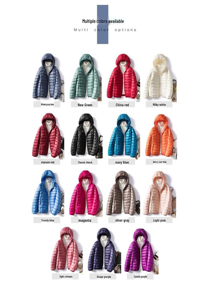 2026 Autumn/Winter Women's Plus Size Korean Slim Fit Lightweight Down Hooded Jacket