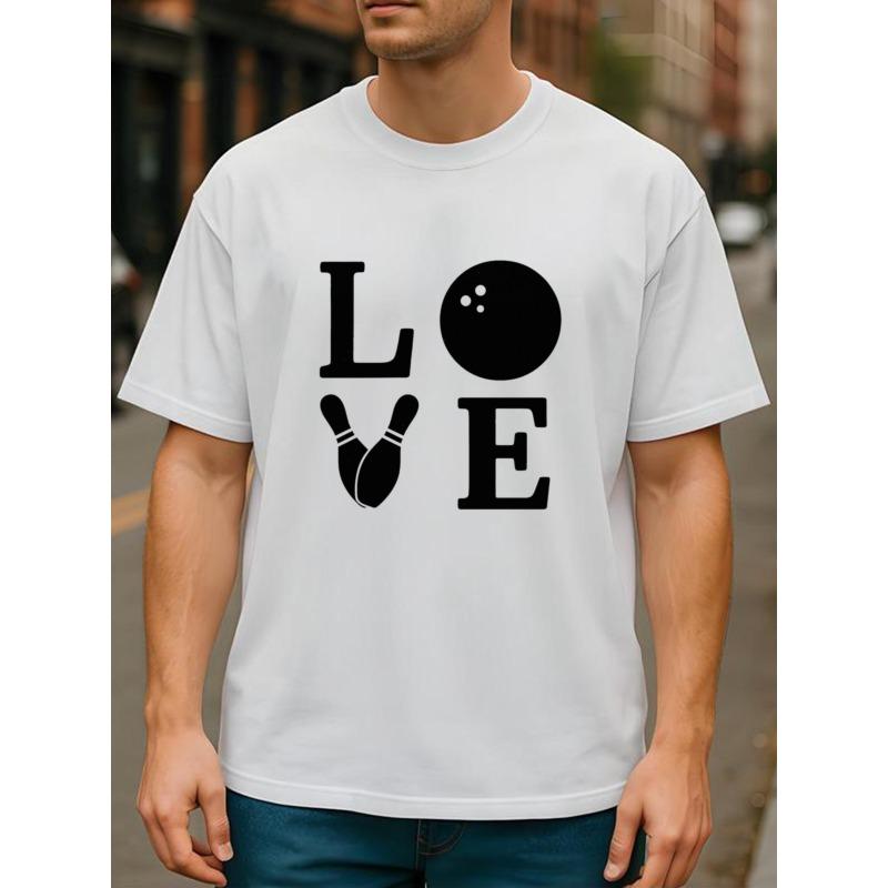 T-shirt à manches courtes avec inscription "LOVE" Élément Bowling Tailles Européennes, Convient pour les Sports d'Extérieur et les Tenues Décontractées du Week-end