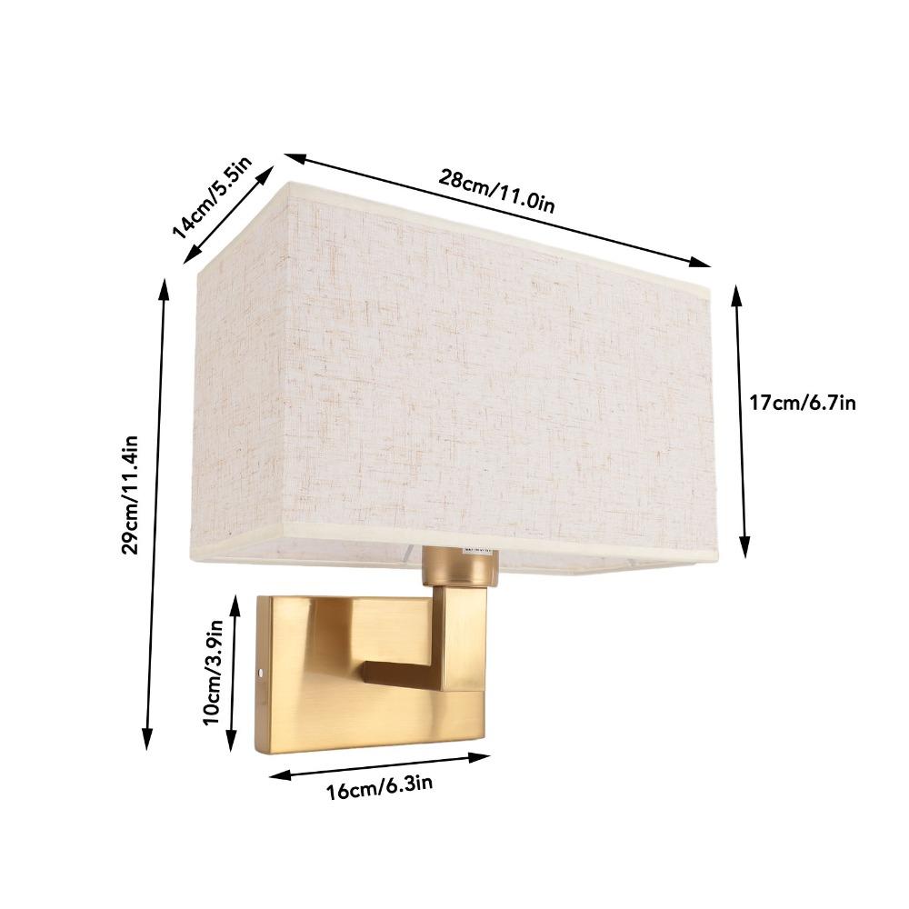Stylish Linen Shade Wall Lamp Gold AC 85-265V Wall Light Hardwired E26 E27 Holder Night Light Fixture Bedroom