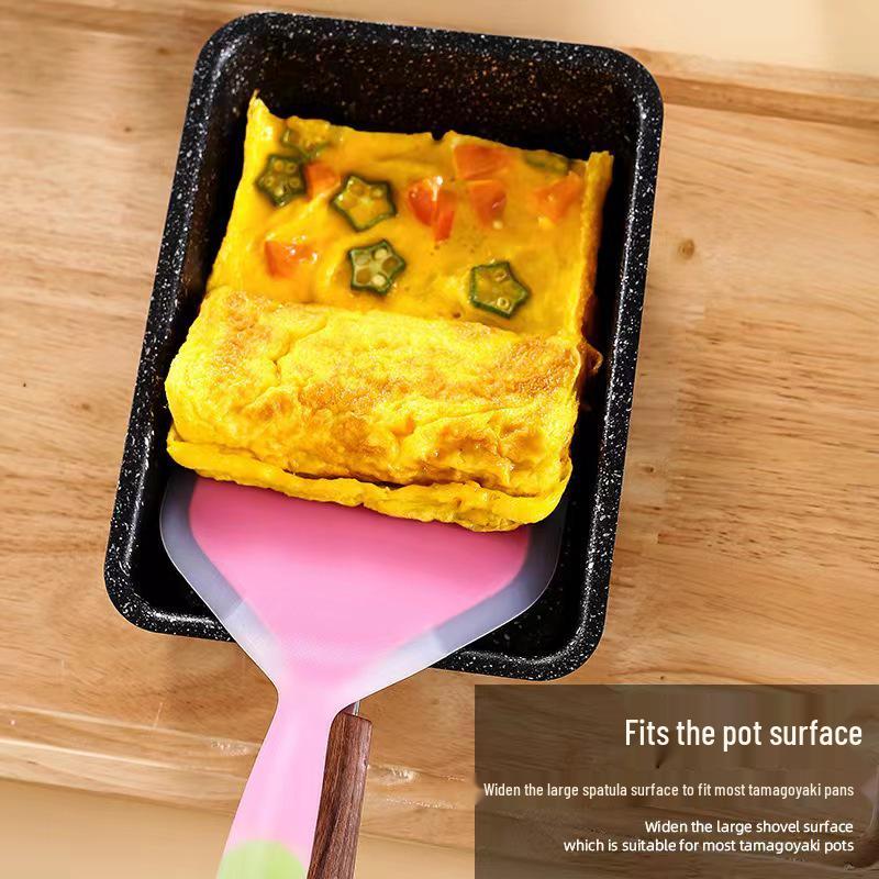 Tamagoyaki Non-Stick Silicone Spatula – Wide Surface, Anti-Slip, Anti-Scald Kitchen Tool.