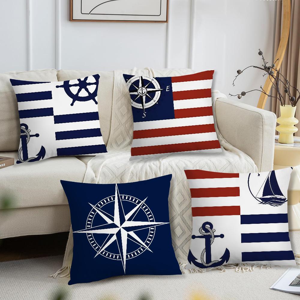 NNordic Dark Blue Nautical Collection cushion cover For Pillow Printing Sofa Decoration Home Car Room Office Nordic Simplicity