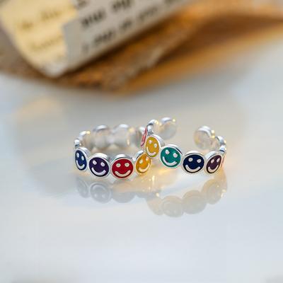 Rainbow Smiley Face Ear Clip for Women Summer Ear Piercing Ear Decoration