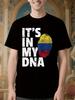 Colombian Flag Pride DNA Graphic Tshirt - Black with Yellow