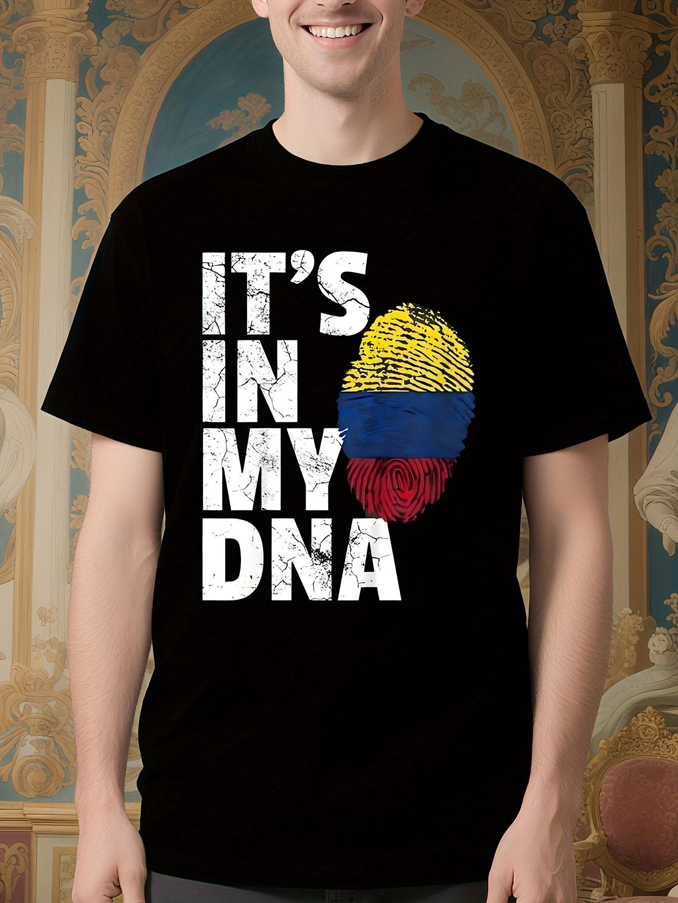 Colombian Flag Pride DNA Graphic Tshirt - Black with Yellow L