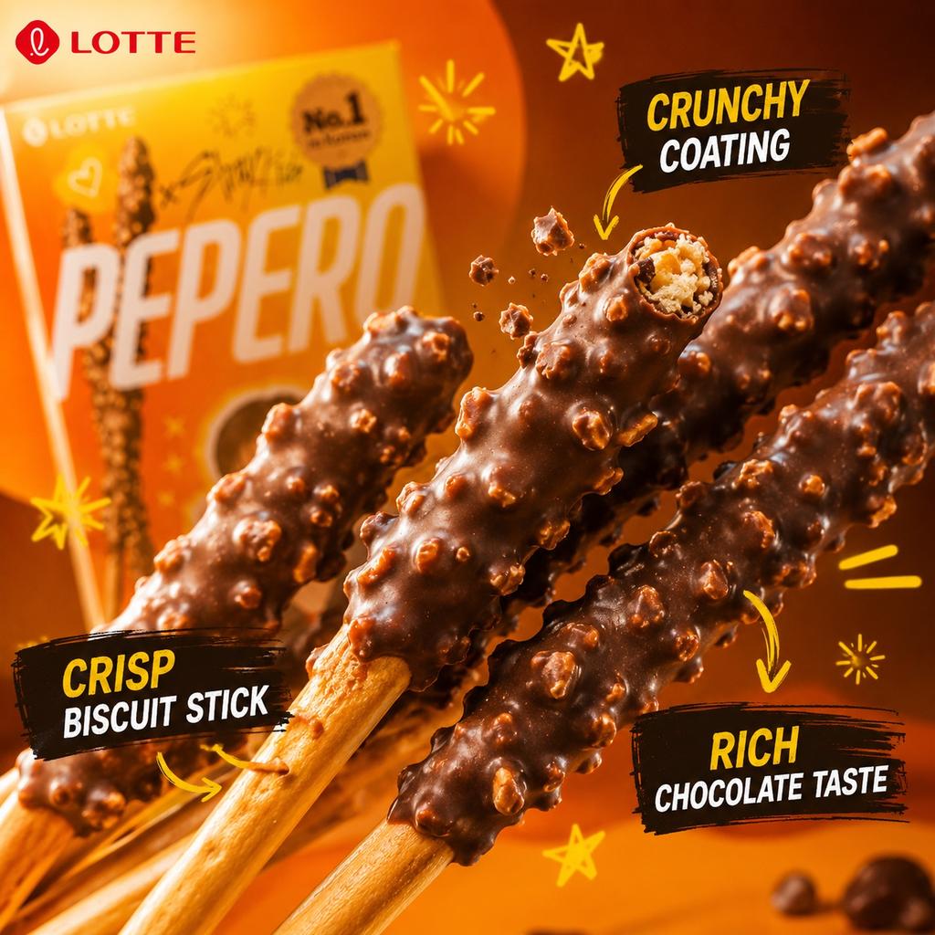 Lotte Pepero Knusprige Schokoladenkeksstäbchen 39g Boygroup Version Zufällige Lieferung