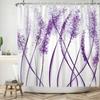 Purple Wisteria Floral Shower Curtain Elegant Abstract Line Print Waterproof Bath Curtain Bathroom Decor Polyester With Hooks