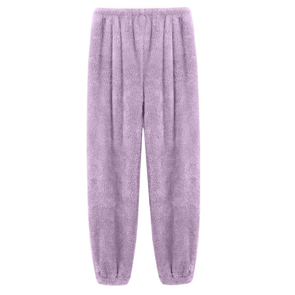Women's Casual Fashion Loose Fleece-Lined Pants Solid-Color Cuffed Pants
